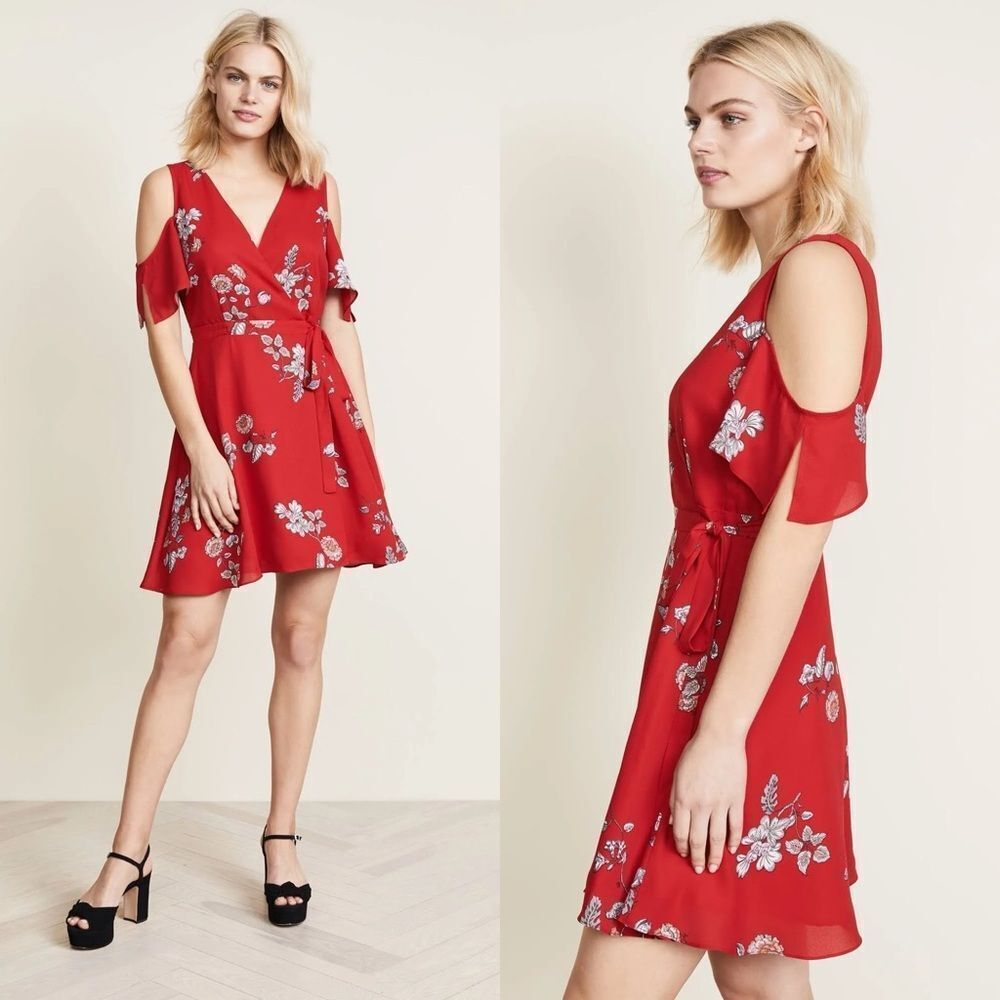 NWT BB Dakota Red Floral Wrap Dress Revolve Exclusive Size Small